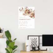 Poster Baby shower neutre à fleurs d'automne bienvenue (Bureau à domicile)