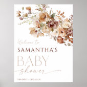 Poster Baby shower neutre à fleurs d'automne bienvenue (Devant)