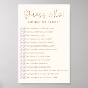 Poster Baby shower Neutre Doux Devinez Qui Joue