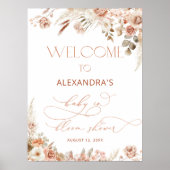 Poster Baby shower neutre en laiton Boho Pampas (Devant)