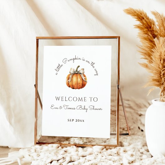 Poster Baby shower neutre minimal de petit Citrouille