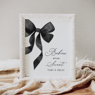 Poster Baby shower noir Bow Les bébés sont doux signe