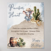 Poster Baby shower occidental de cowboy à éléphant chasse (Devant)