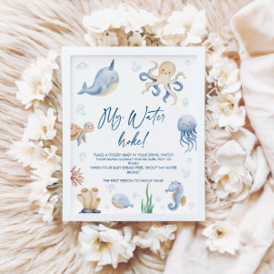 Poster Baby shower Océanique My Water Broke Jeu
