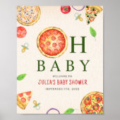Poster Baby shower Oh Baby Pizza + Pacificateurs (Devant)