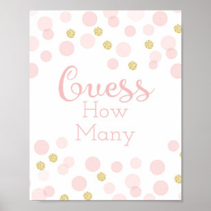 Poster Baby shower Or Rose Devine Combien