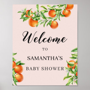 Poster Baby shower orange agrumes signe de bienvenue 8x10