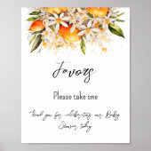 Poster Baby shower orange Citrus Faveurs (Devant)