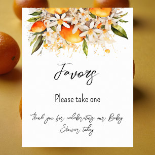 Poster Baby shower orange Citrus Faveurs