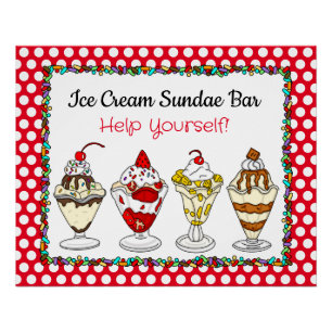 Poster Baby shower ou Mariage du bar Sundae Cream