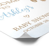Poster Baby shower Ours Bleu Bienvenue (Coin)