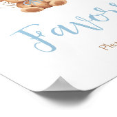Poster Baby shower Ours Bleu Boho Faveurs (Coin)