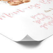 Poster Baby shower Ours Boho Rose Mère Osa Bar (Coin)