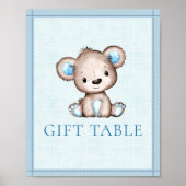 Poster Baby shower Ours Brown Cute Table Cadeau (Devant)