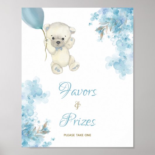 Poster Baby shower Ours Teddy Symbole Faveurs & Prix (Devant)