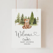 Poster Baby shower Ours Woodland Bienvenue