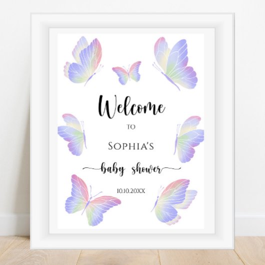 Poster Baby shower papillon