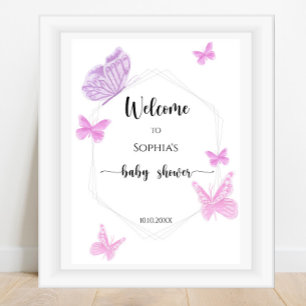Poster Baby shower papillon