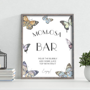 Poster Baby shower papillon coloré Maman-osa Barre Signal