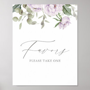 Poster Baby shower papillon floral pourpre Faveurs Signer