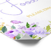 Poster Baby shower papillon pourpre Alimentation (Coin)