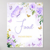 Poster Baby shower papillon pourpre Alimentation (Devant)