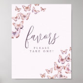 Poster Baby shower papillon rose et violet Symbole préfér (Devant)