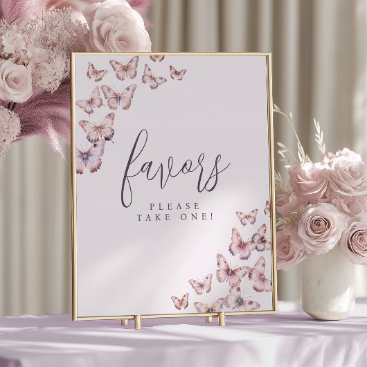 Poster Baby shower papillon rose et violet Symbole préfér