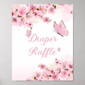 Poster Baby shower papillon rose rouille (Devant)