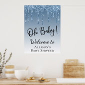 Poster Baby shower Parties scintillant bleue Bienvenue (Cuisine)