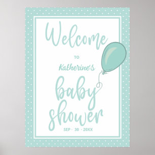 Poster Baby shower Pastel Vert Genre Neutre Bienvenue