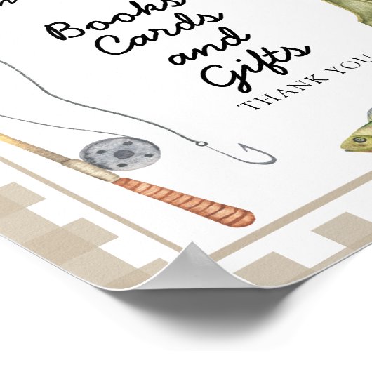 Poster Baby shower pêcheur - livres cartes et cadeaux (Coin)
