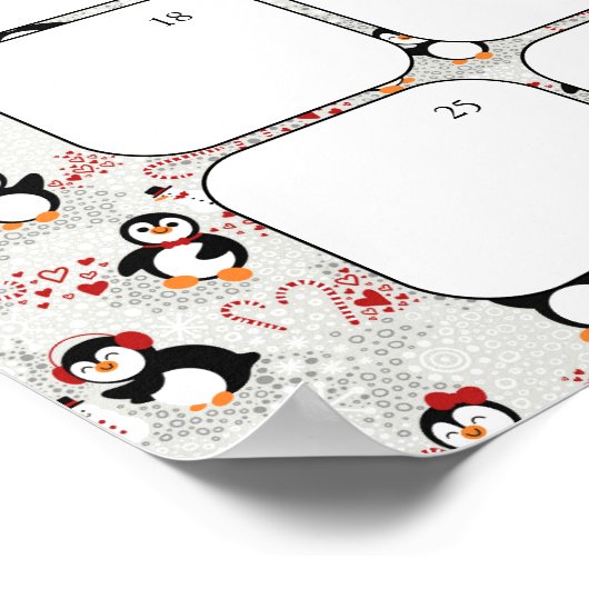 Poster Baby shower Penguin De Noël Devinez La Date D'Éché (Coin)