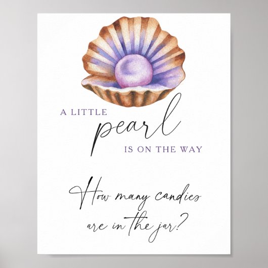 Poster baby shower perle Devinez combien de bonbons (Devant)