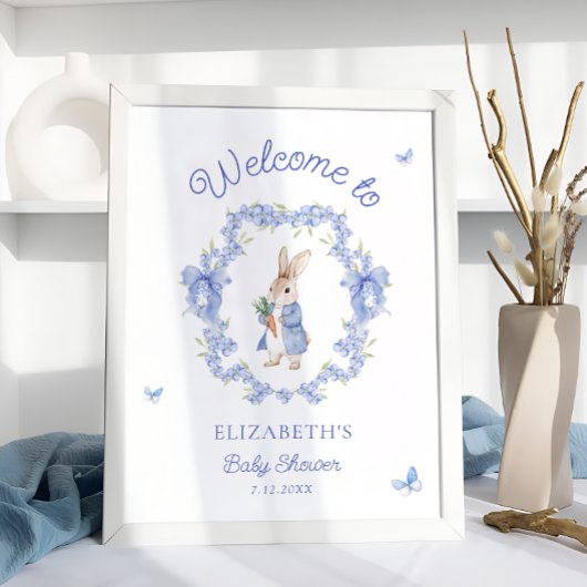 Poster Baby shower Peter Rabbit Bienvenue