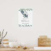 Poster Baby shower petit éléphant vert Bienvenue (Cuisine)