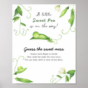 Poster Baby shower petit pois - Devinez le doux désordre