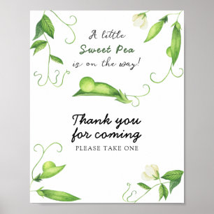 Poster Baby shower petit pois - Merci d'être venu
