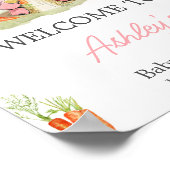 Poster Baby shower Pierre rose Rabbit Bienvenue (Coin)