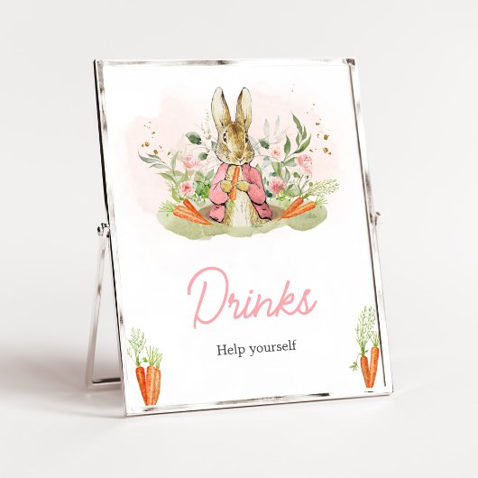 Poster Baby shower Pierre rose Rabbit Boissons