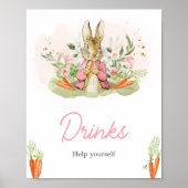 Poster Baby shower Pierre rose Rabbit Boissons (Devant)