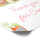 Poster Baby shower Pierre rose Rabbit Merci pour venir (Coin)