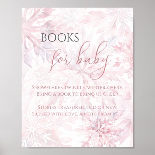 Poster Baby shower Pink Snowflake Livres pour bébé (Devant)