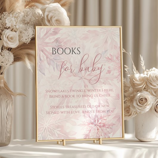 Poster Baby shower Pink Snowflake Livres pour bébé