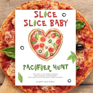 Poster Baby shower pizza - jeu de chasse au sucette