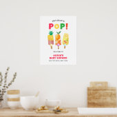 Poster Baby shower Pop de crème glacée à fruits tropicaux (Cuisine)