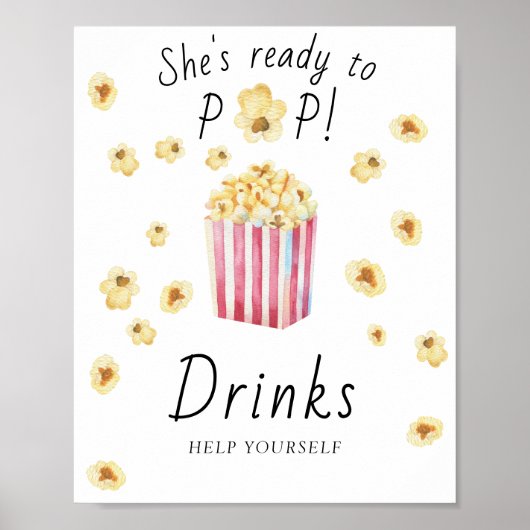 Poster Baby shower popcorn - BOISSONS  (Devant)