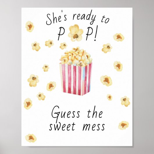Poster Baby shower Popcorn - Devinez le gâchis sucré (Devant)