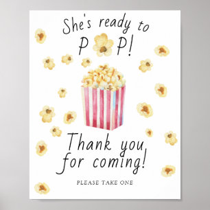 Poster Baby-shower popcorn - Merci d'être venu 