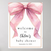 Poster Baby shower Posh Pink Coquette Bow Bienvenue (Devant)